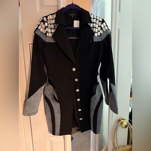 Elegant Black and Gray Women's Blazer Dress